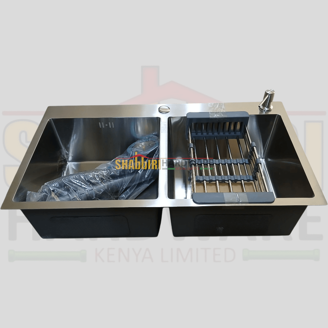 DOUBLE BOWL KITCHEN SINK SILVER/CHROME