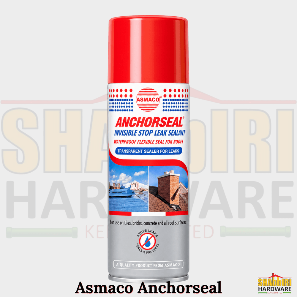 Asmaco Anchorseal Water Stop Sealant Spray 400ml — Rubberised Waterproof Leak & Crack Sealer (Black / White / Grey / Terracotta)