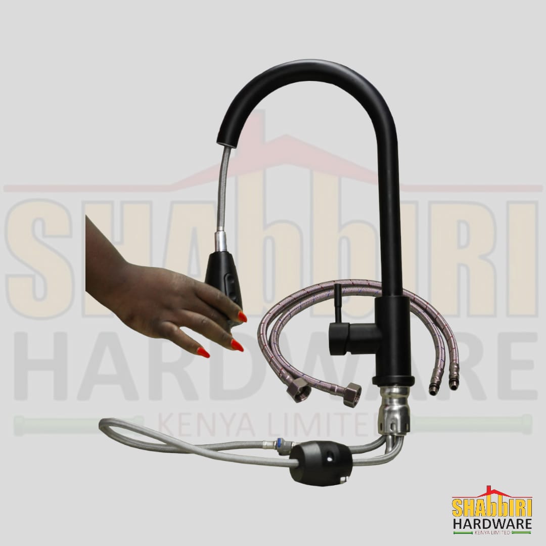 Black Kitchen Mixer with a Pull down Flex (SS304)