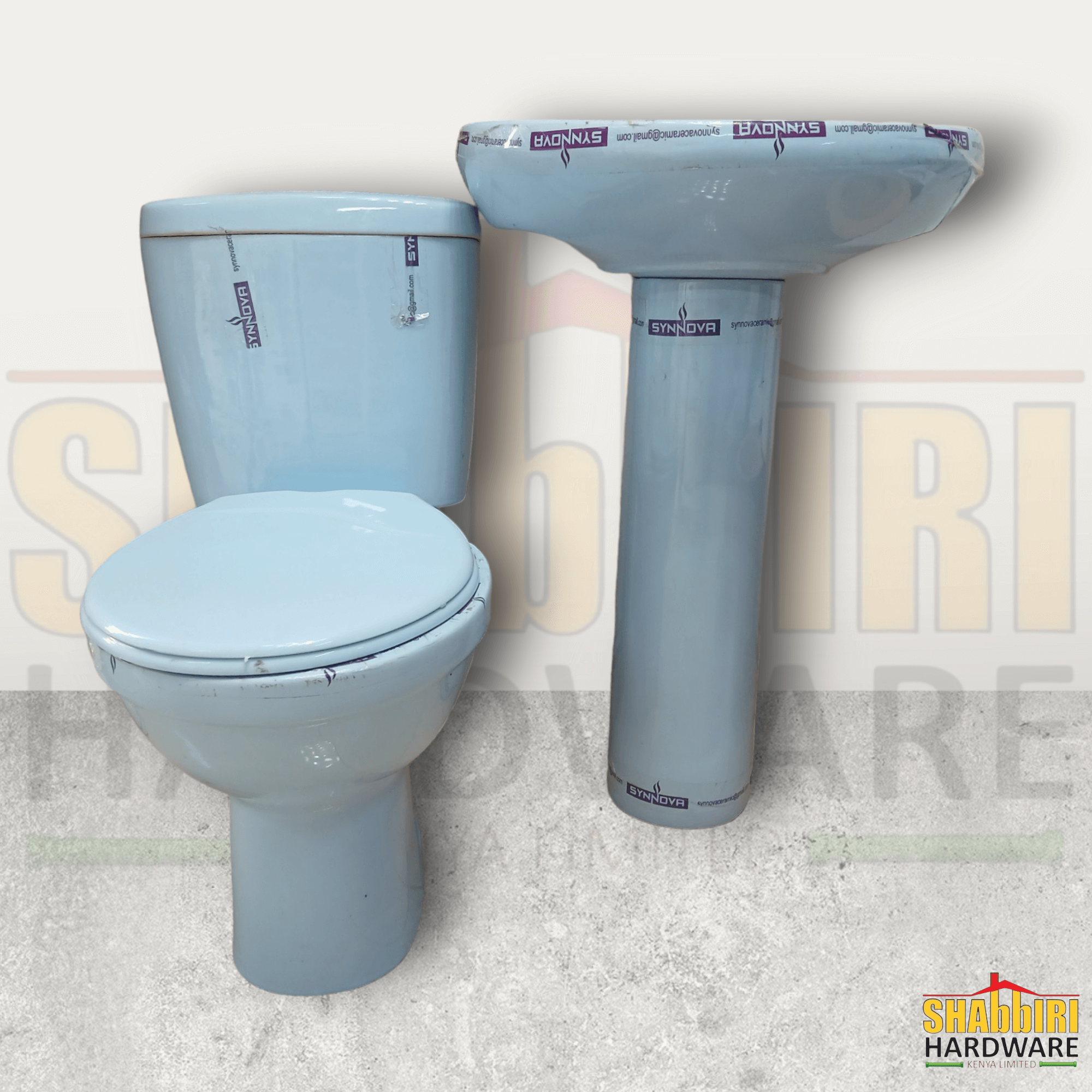 BLUE CLOSE COUPLE TOILET SET