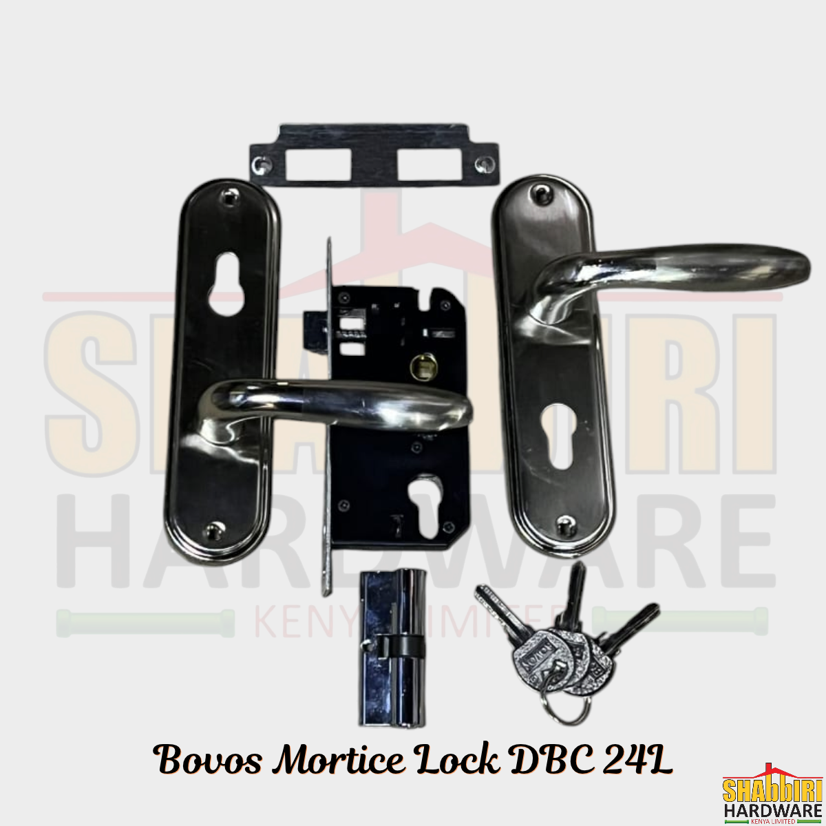 Bovos Mortice Lock DBC 24L – Complete Door Lock Set with Lever Handles, Cylinder & Keys