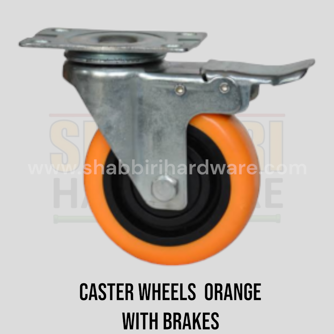 CASTER WHEEL 3" ORANGE WITH BRAKES