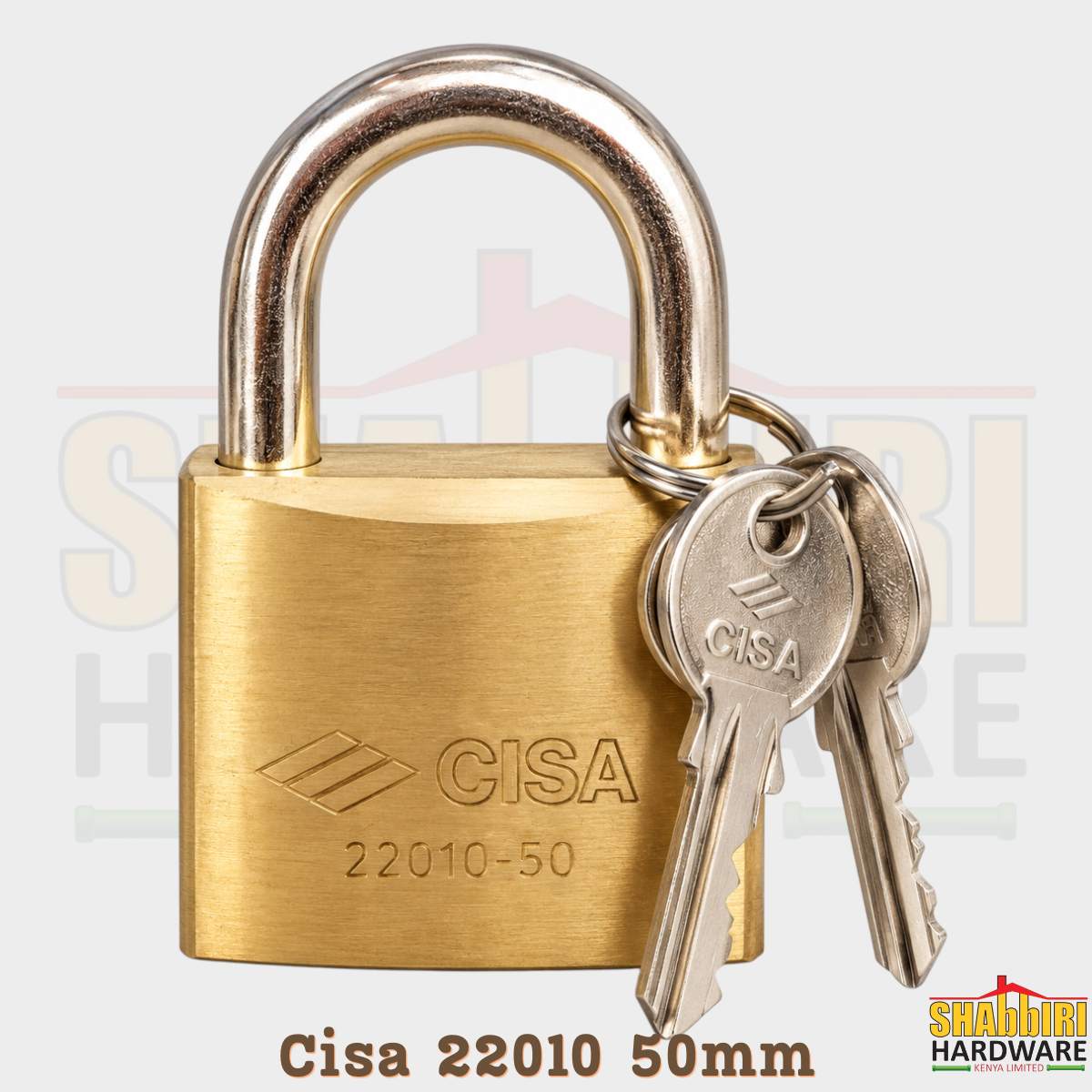 CISA 22010 50mm Solid Brass Padlock with Hardened Steel Shackle – Made in Italy