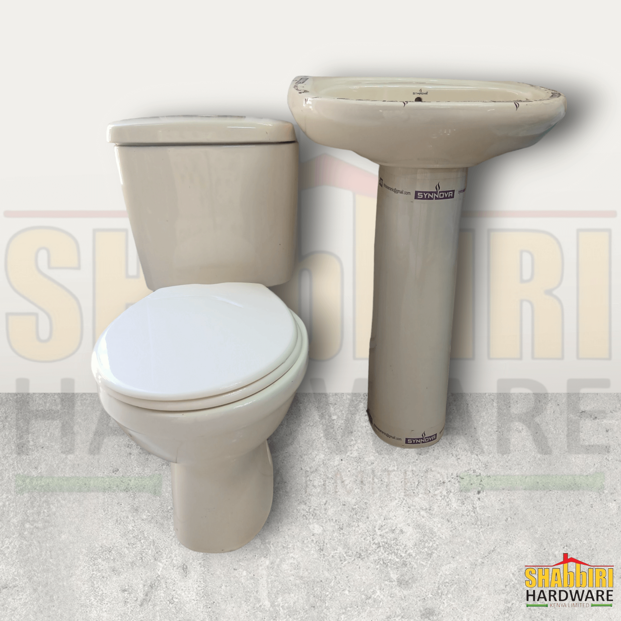 CREAM CLOSE COUPLE TOILET SET