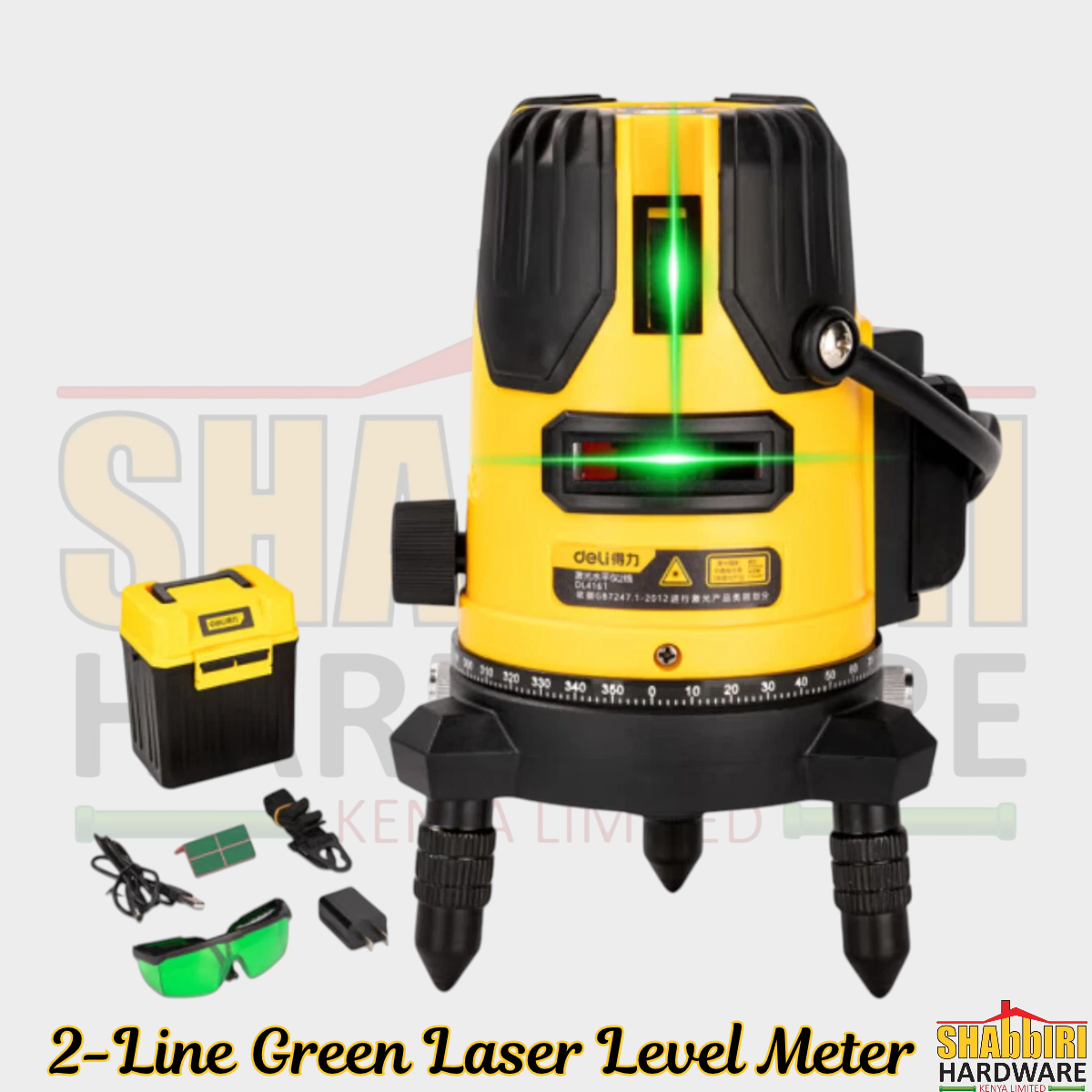Deli DL332302C 2-Line Green Laser Level Meter – Self-Levelling Cross Line Laser