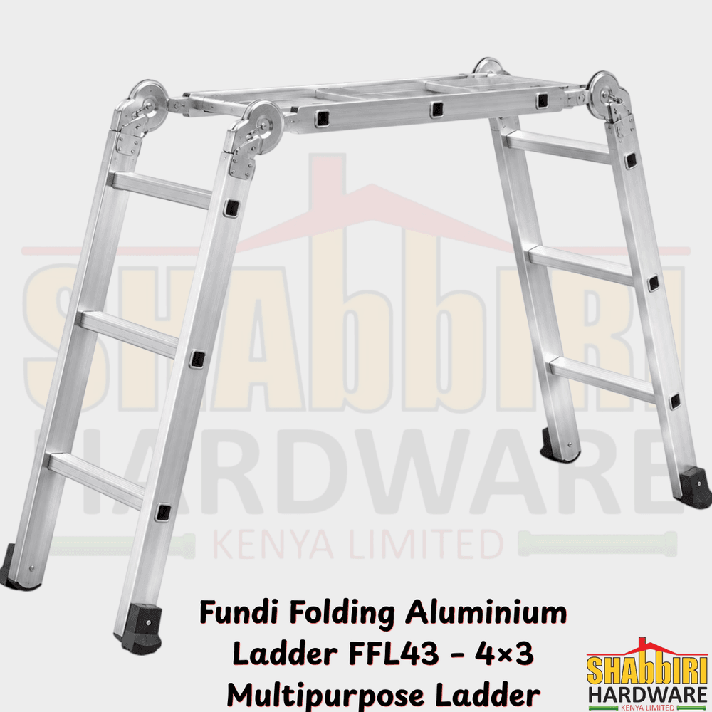 FUNDI Folding Aluminium Ladder FFL43 – 4 x 3 Step Multipurpose Ladder (3.5m Reach, 150kg)