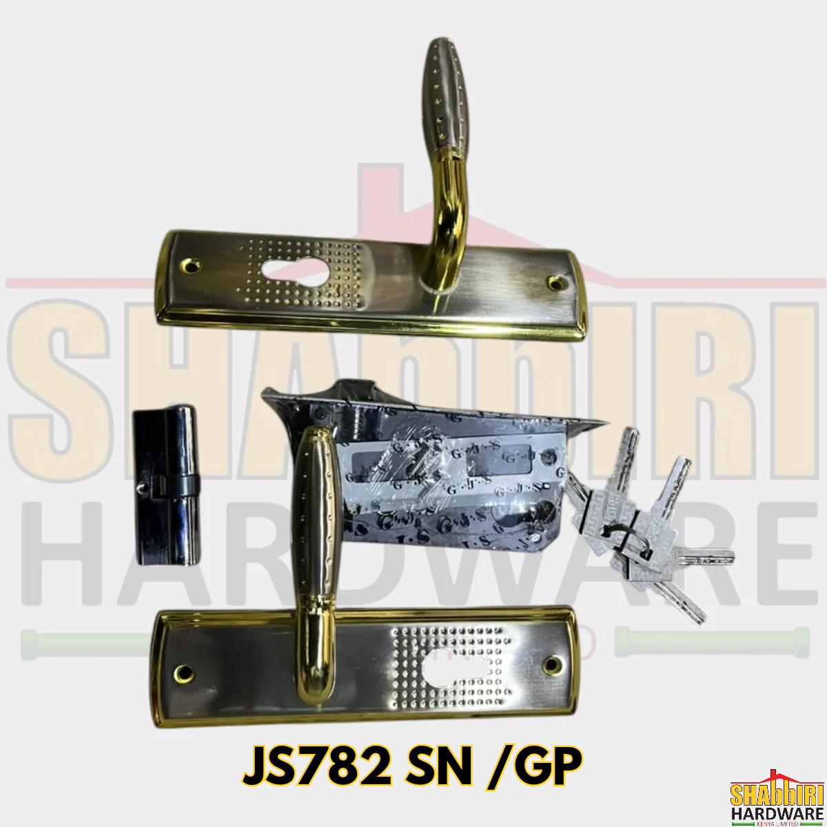 GJS Cylinder Lock 782-SN/GP – Satin Nickel & Gold Knob Door Lock