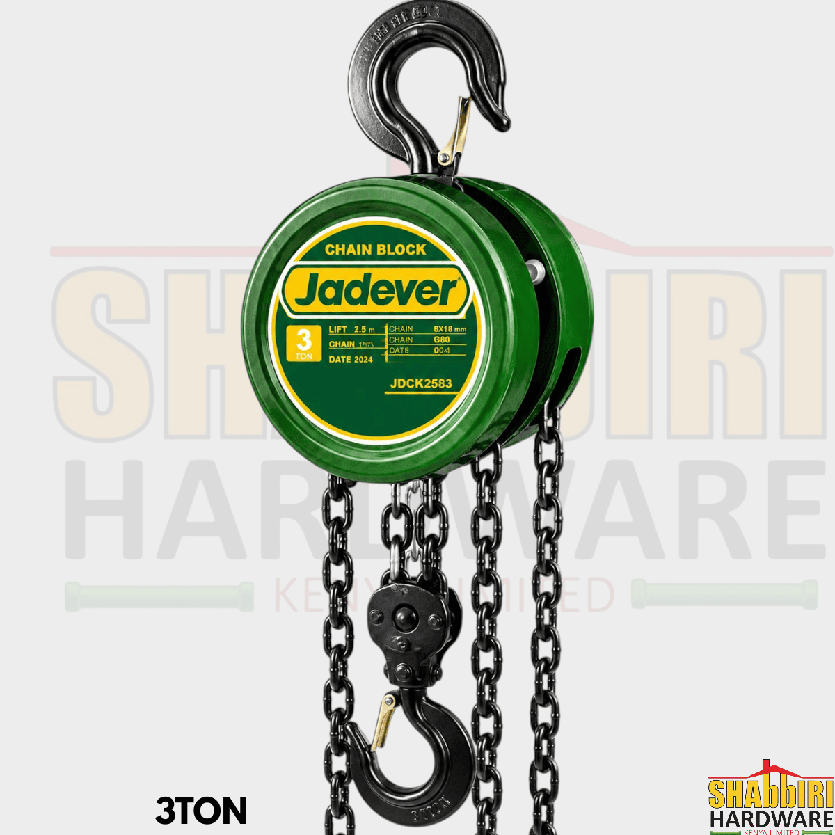 JADEVER 3 Ton Chain Pulley Block – Manual Chain Block Hoist 3000kg