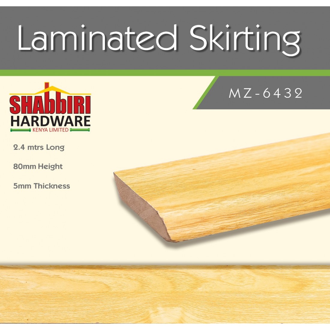 LAMINATED SKIRTING MZ6432 2.4MTRS LENGTH