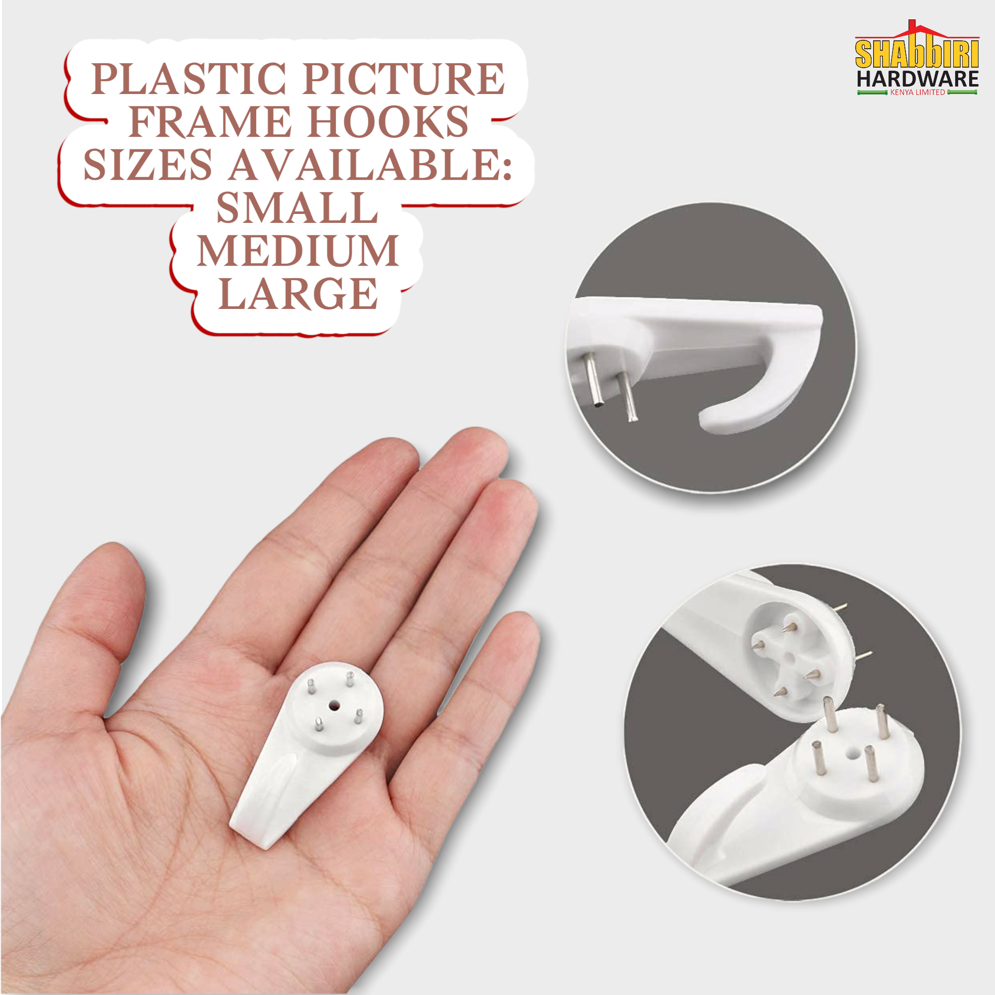 PLASTIC PICTURE FRAME HOOKS SMALL