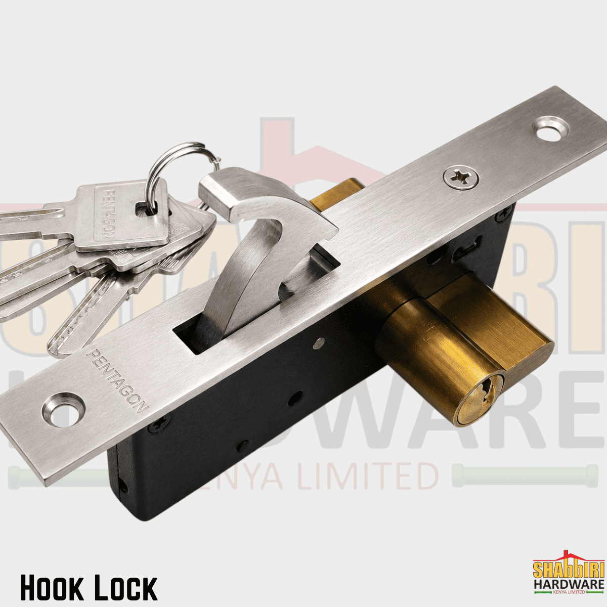 ROMANS Hook Lock Body 30mm SUS 304 Stainless Steel – Mortise Sliding Door Hook Bolt Lock with 3 Keys & Cylinder