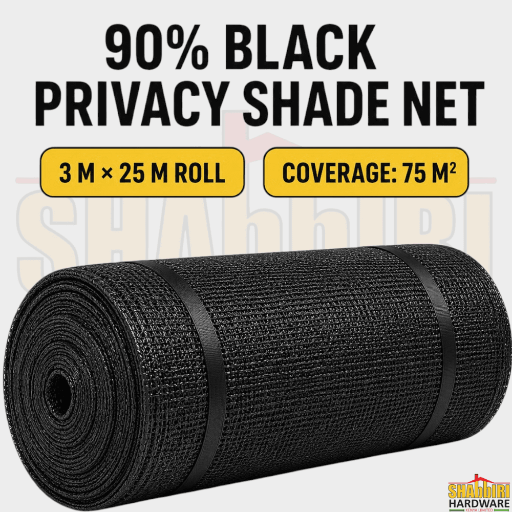 Waterproof Shade Net 100% 300 GSM  Black – 25m x 3m Heavy Duty UV HDPE Rain & Sun Cover, 75 Sqm Roll