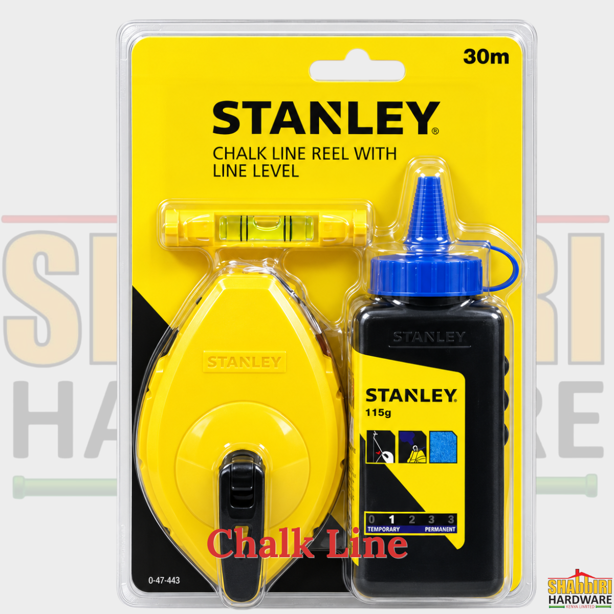 Chalk Line Reel 30m with Line Level & 115g Blue Chalk