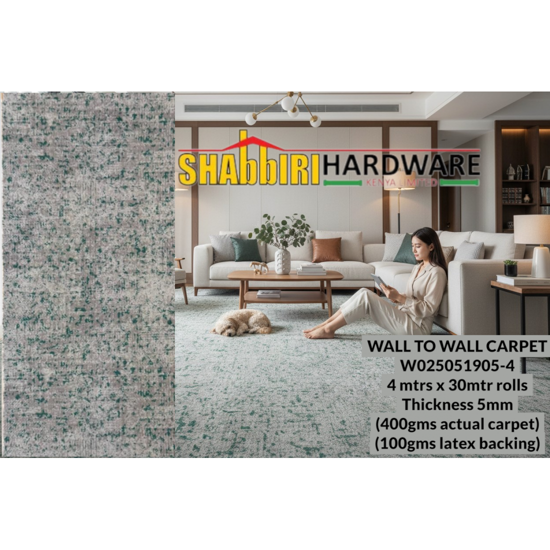 Premium Wall-to-Wall Carpet W025051905-4 – Heavy Duty 5mm Soft Carpet Flooring