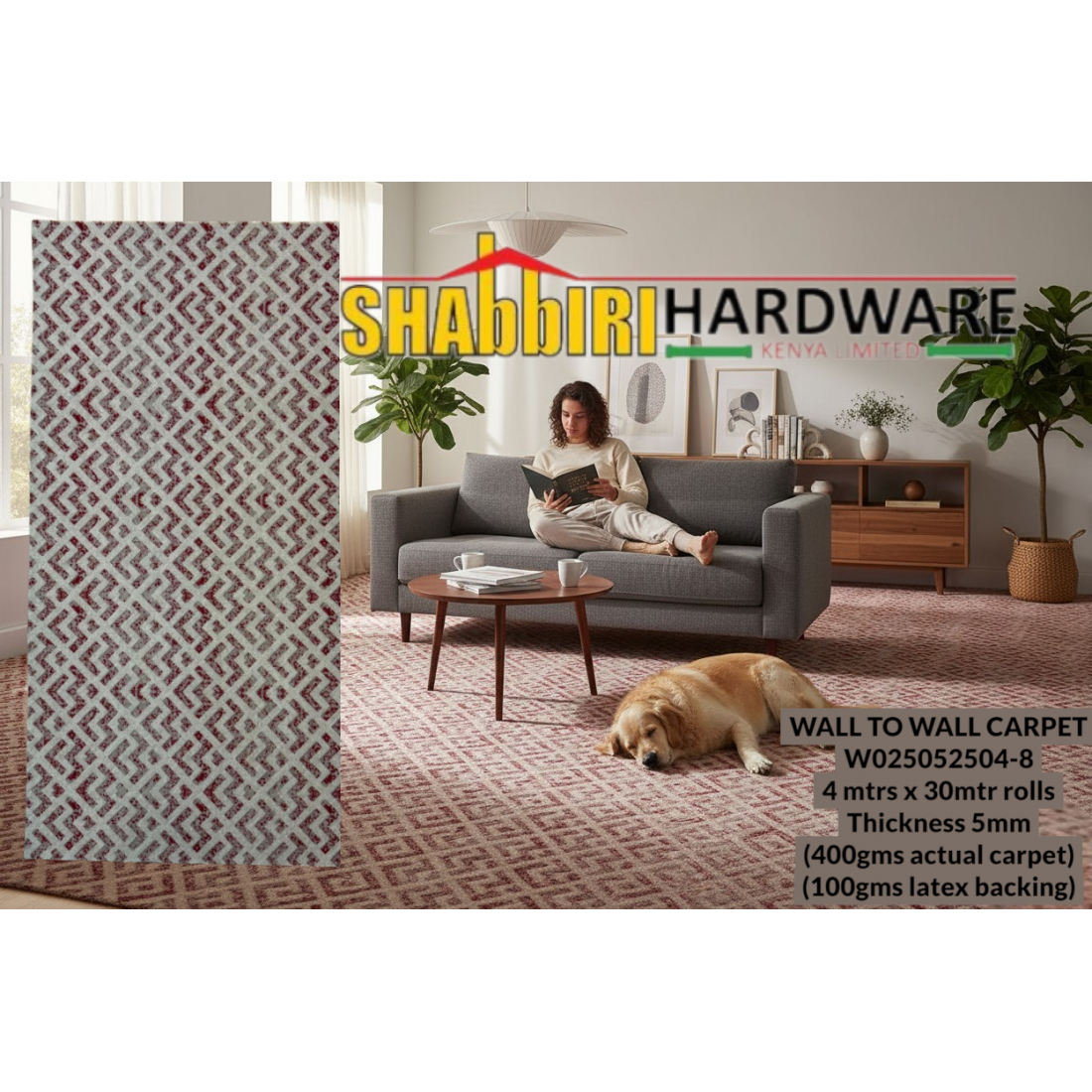 Premium Wall-to-Wall Carpet W025052504-8 – 5mm Thick Heavy Duty Soft Carpet Flooring